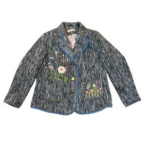 Joe Browns Tweed Floral Blazer Embroidered Blue Multi HX581 Size 14